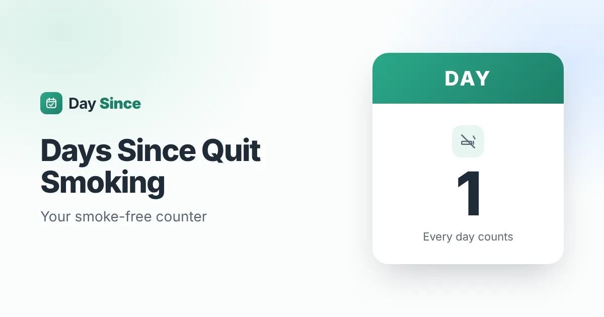 Days since I quit smoking counter – Day Since smoke-free calendar