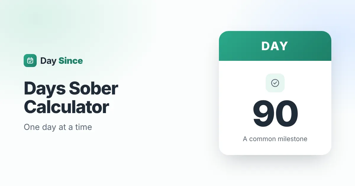 Days sober calculator showing a 90-day milestone – Day Since